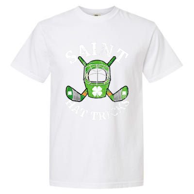 St Patricks Day Saint Hat Tricks Hockey Shamrock Kids Boys Garment-Dyed Heavyweight T-Shirt