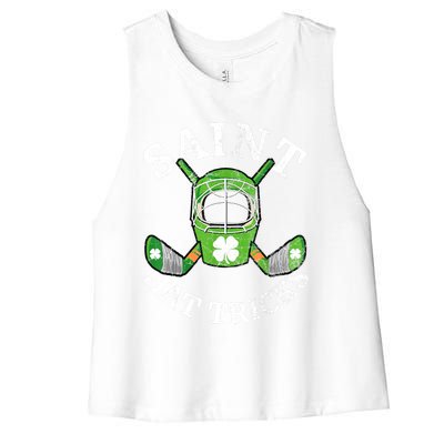 St Patricks Day Saint Hat Tricks Hockey Shamrock Kids Boys Women's Racerback Cropped Tank