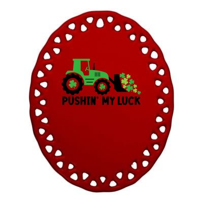 St Patrick's Day Pushing My Luck Monster Truck Ceramic Oval Ornament