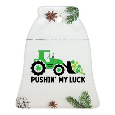 St Patrick's Day Pushing My Luck Monster Truck Ceramic Bell Ornament