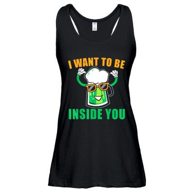 St Patricks Day I Want To Be Inside You Funny Beer Gift Beer Day Ladies Essential Flowy Tank