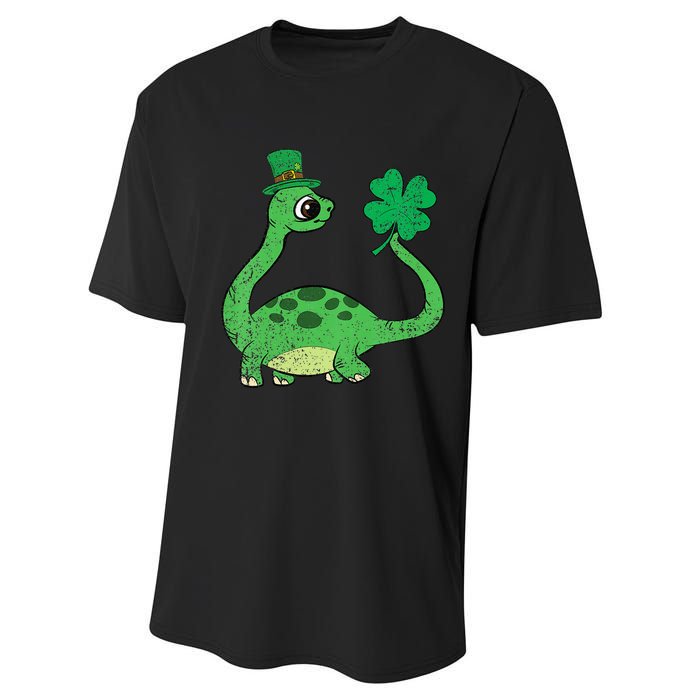 St Patricks Day Brontosaurus Shamrock Performance Sprint T-Shirt