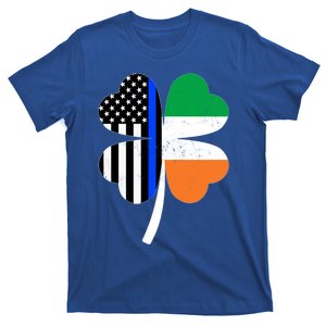 St Patricks Day Thin Blue Line American Irish Flag Police Gift T-Shirt