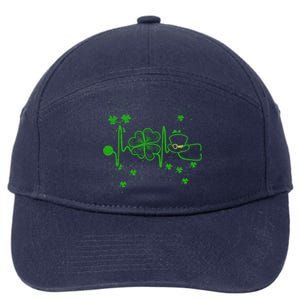 St Patrick`s Day Irish Heartbeat Lucky Cloverleaf Nurse Gift 7-Panel Snapback Hat