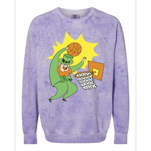 St Patricks Day Basketball Dunk Leprechaun Sports Great Gift Colorblast Crewneck Sweatshirt