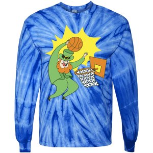 St Patricks Day Basketball Dunk Leprechaun Sports Great Gift Tie-Dye Long Sleeve Shirt