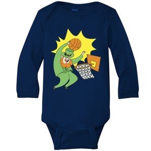 St Patricks Day Basketball Dunk Leprechaun Sports Great Gift Baby Long Sleeve Bodysuit