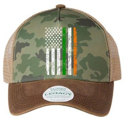 St Patrick's Day Patriotic Gift Shamrock Irish American Flag Gift Legacy Tie Dye Trucker Hat