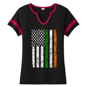 St Patrick's Day Patriotic Gift Shamrock Irish American Flag Gift Ladies Halftime Notch Neck Tee