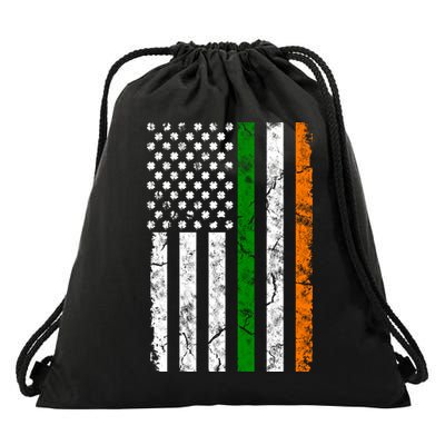 St Patrick's Day Patriotic Gift Shamrock Irish American Flag Gift Drawstring Bag