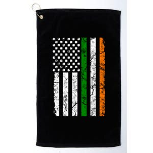 St Patrick's Day Patriotic Gift Shamrock Irish American Flag Gift Platinum Collection Golf Towel