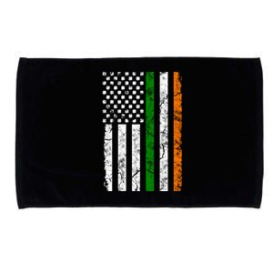 St Patrick's Day Patriotic Gift Shamrock Irish American Flag Gift Microfiber Hand Towel