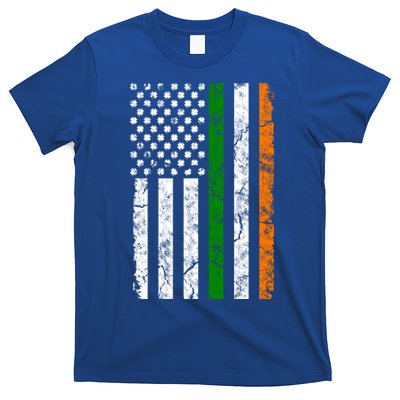 St Patrick's Day Patriotic Gift Shamrock Irish American Flag Gift T-Shirt