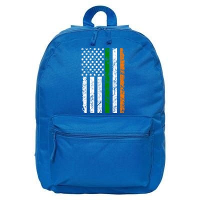 St Patrick's Day Patriotic Gift Shamrock Irish American Flag Gift 16 in Basic Backpack