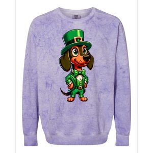 St. Patricks Day Cute Dachshund Dog Leprechaun Weiner Dog Lover Gift Colorblast Crewneck Sweatshirt