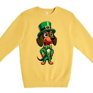 St. Patricks Day Cute Dachshund Dog Leprechaun Weiner Dog Lover Gift Premium Crewneck Sweatshirt