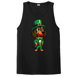 St. Patricks Day Cute Dachshund Dog Leprechaun Weiner Dog Lover Gift PosiCharge Competitor Tank