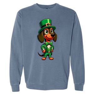 St. Patricks Day Cute Dachshund Dog Leprechaun Weiner Dog Lover Gift Garment-Dyed Sweatshirt