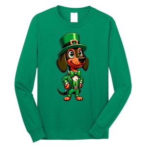 St. Patricks Day Cute Dachshund Dog Leprechaun Weiner Dog Lover Gift Long Sleeve Shirt