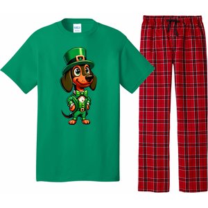 St. Patricks Day Cute Dachshund Dog Leprechaun Weiner Dog Lover Gift Pajama Set