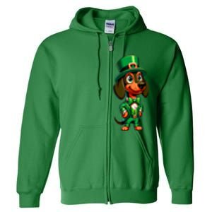 St. Patricks Day Cute Dachshund Dog Leprechaun Weiner Dog Lover Gift Full Zip Hoodie