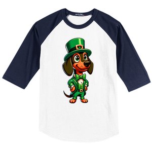 St. Patricks Day Cute Dachshund Dog Leprechaun Weiner Dog Lover Gift Baseball Sleeve Shirt