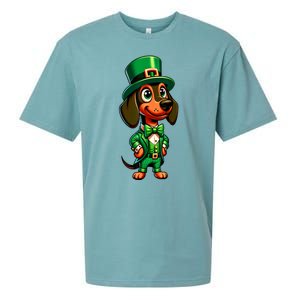 St. Patricks Day Cute Dachshund Dog Leprechaun Weiner Dog Lover Gift Sueded Cloud Jersey T-Shirt