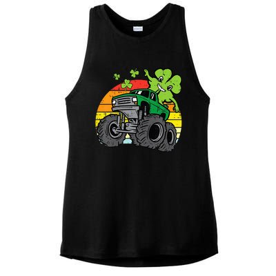 Saint Patricks Day for Monster Truck Lover  Shamrock Ladies PosiCharge Tri-Blend Wicking Tank