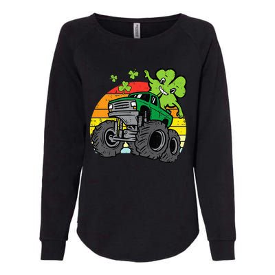 Saint Patricks Day for Monster Truck Lover  Shamrock Womens California Wash Sweatshirt