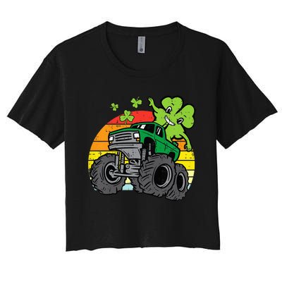 Saint Patricks Day for Monster Truck Lover  Shamrock Women's Crop Top Tee