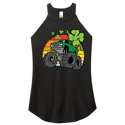 Saint Patricks Day for Monster Truck Lover  Shamrock Women’s Perfect Tri Rocker Tank