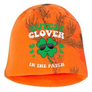 St Patricks Day Cutest Clover In The Patch Kati - Camo Knit Beanie