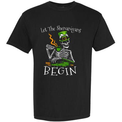 St Patricks Day Skeleton Let Shenanigans Begin Garment-Dyed Heavyweight T-Shirt