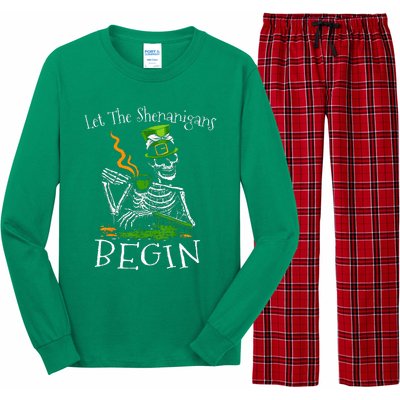 St Patricks Day Skeleton Let Shenanigans Begin Long Sleeve Pajama Set