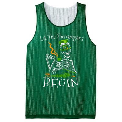 St Patricks Day Skeleton Let Shenanigans Begin Mesh Reversible Basketball Jersey Tank