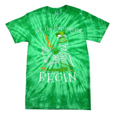 St Patricks Day Skeleton Let Shenanigans Begin Tie-Dye T-Shirt