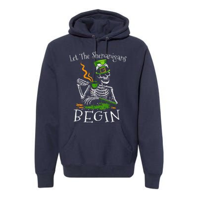 St Patricks Day Skeleton Let Shenanigans Begin Premium Hoodie