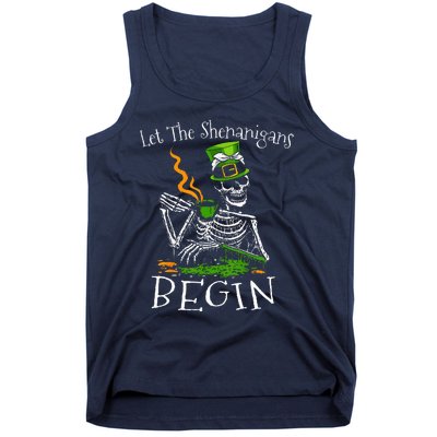 St Patricks Day Skeleton Let Shenanigans Begin Tank Top