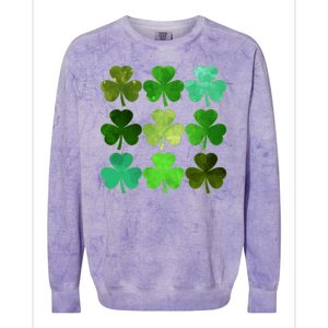 St Patricks Day Lucky Watercolor Shamrocks Colorblast Crewneck Sweatshirt