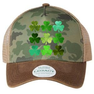 St Patricks Day Lucky Watercolor Shamrocks Legacy Tie Dye Trucker Hat