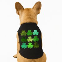 St Patricks Day Lucky Watercolor Shamrocks Doggie Tank