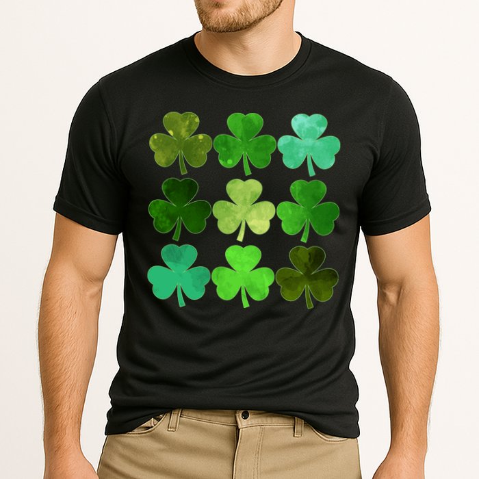 St Patricks Day Lucky Watercolor Shamrocks Performance Shirt