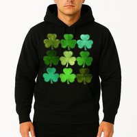 St Patricks Day Lucky Watercolor Shamrocks Hoodie