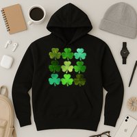 St Patricks Day Lucky Watercolor Shamrocks Hoodie