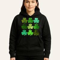 St Patricks Day Lucky Watercolor Shamrocks Hoodie