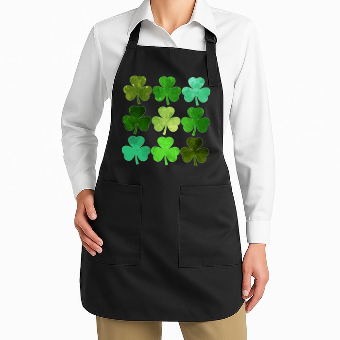 St Patricks Day Lucky Watercolor Shamrocks Apron