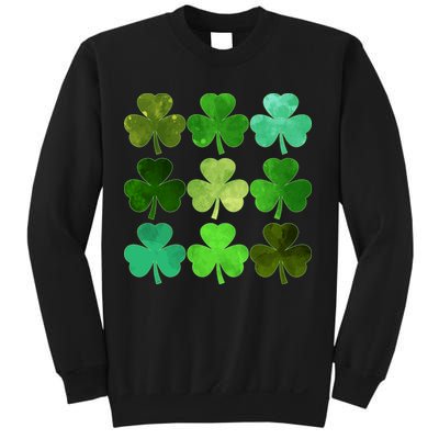 St Patricks Day Lucky Watercolor Shamrocks Sweatshirt