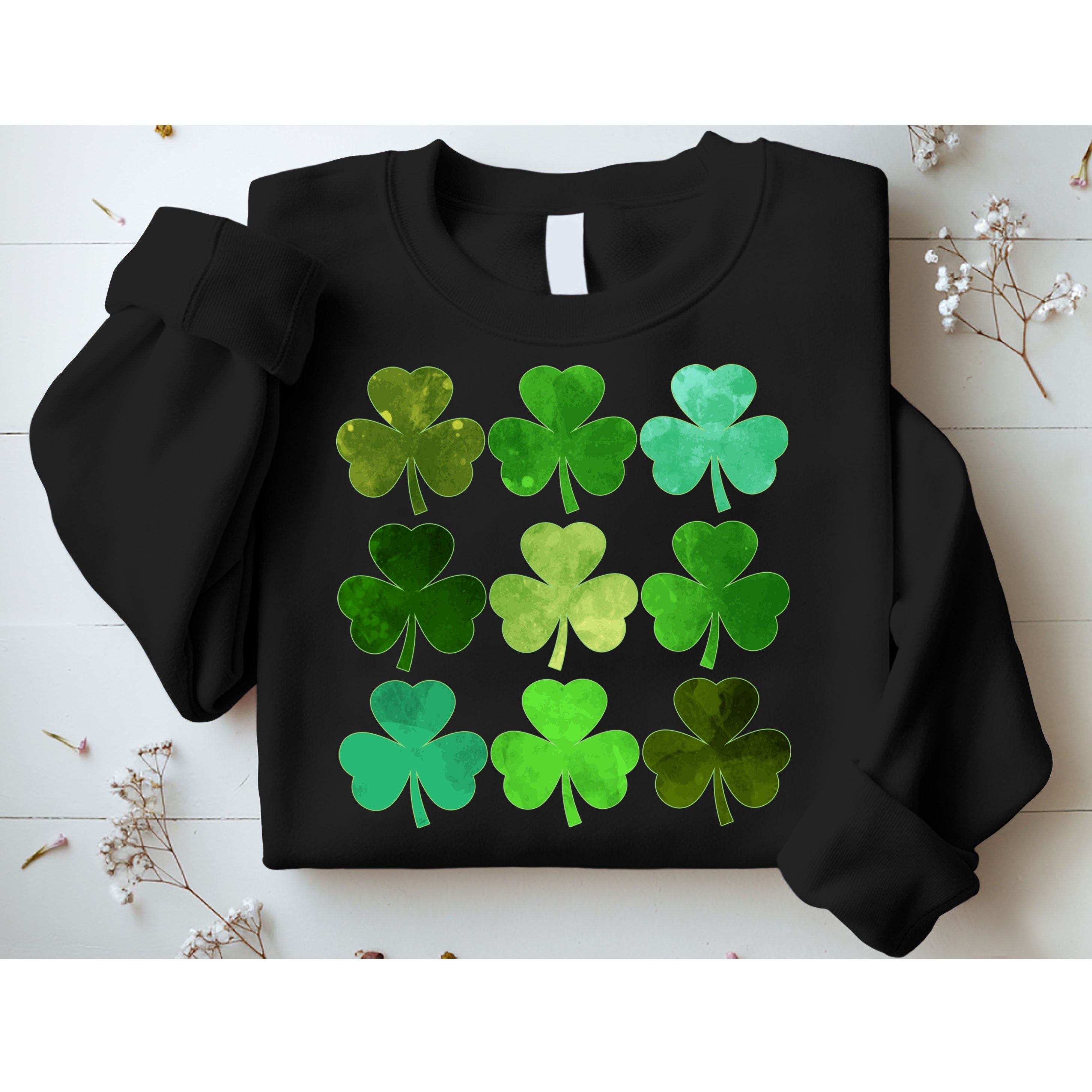 St Patricks Day Lucky Watercolor Shamrocks Sweatshirt