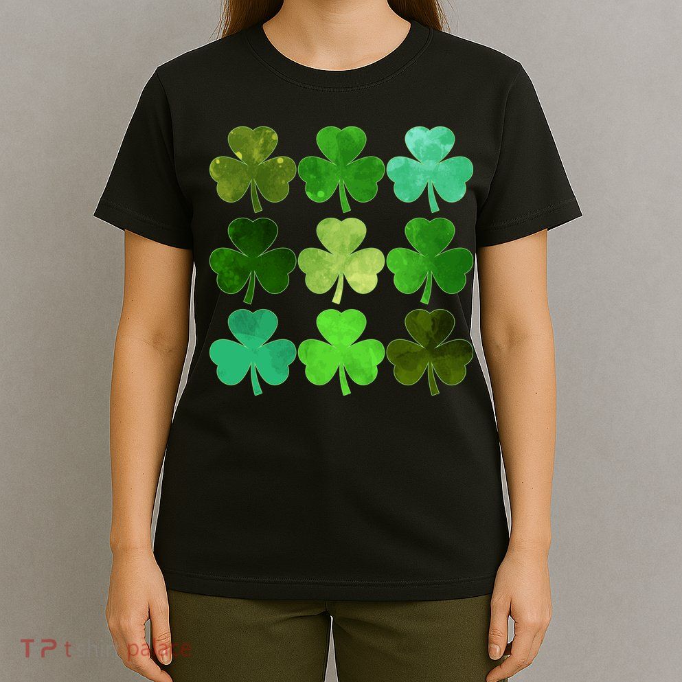 St Patricks Day Lucky Watercolor Shamrocks T-Shirt
