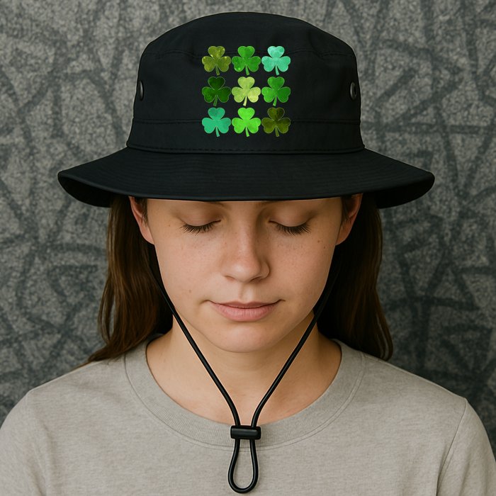 St Patricks Day Lucky Watercolor Shamrocks Bucket Hat